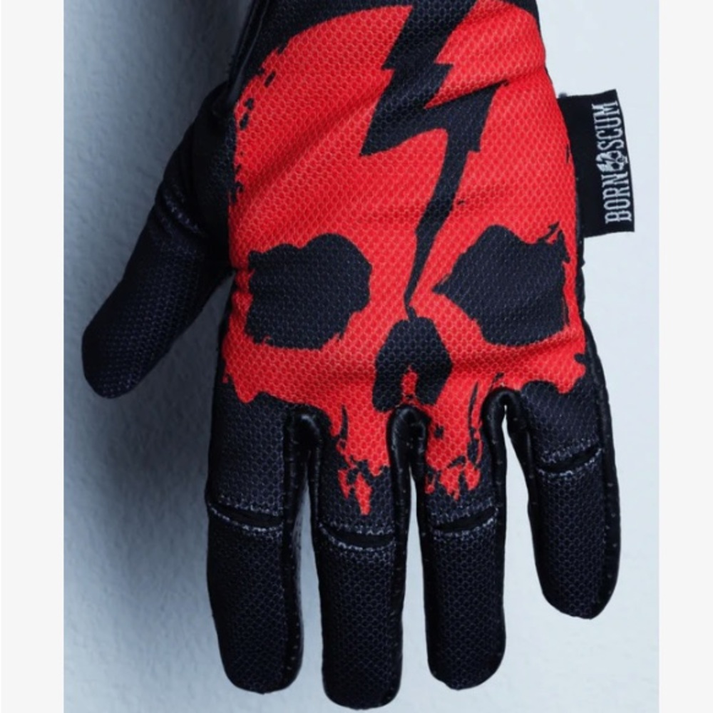 Red and Black Skull Motif Gloves